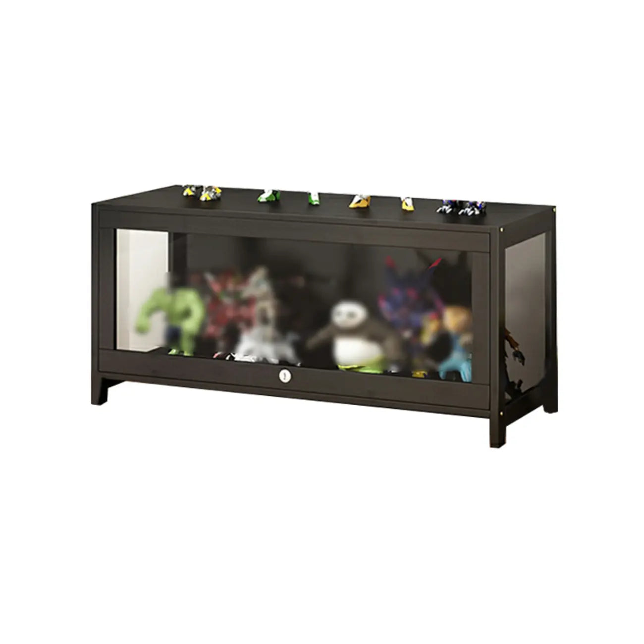 Vitrine moderne en verre noir pour figurines, idéale pour le salon