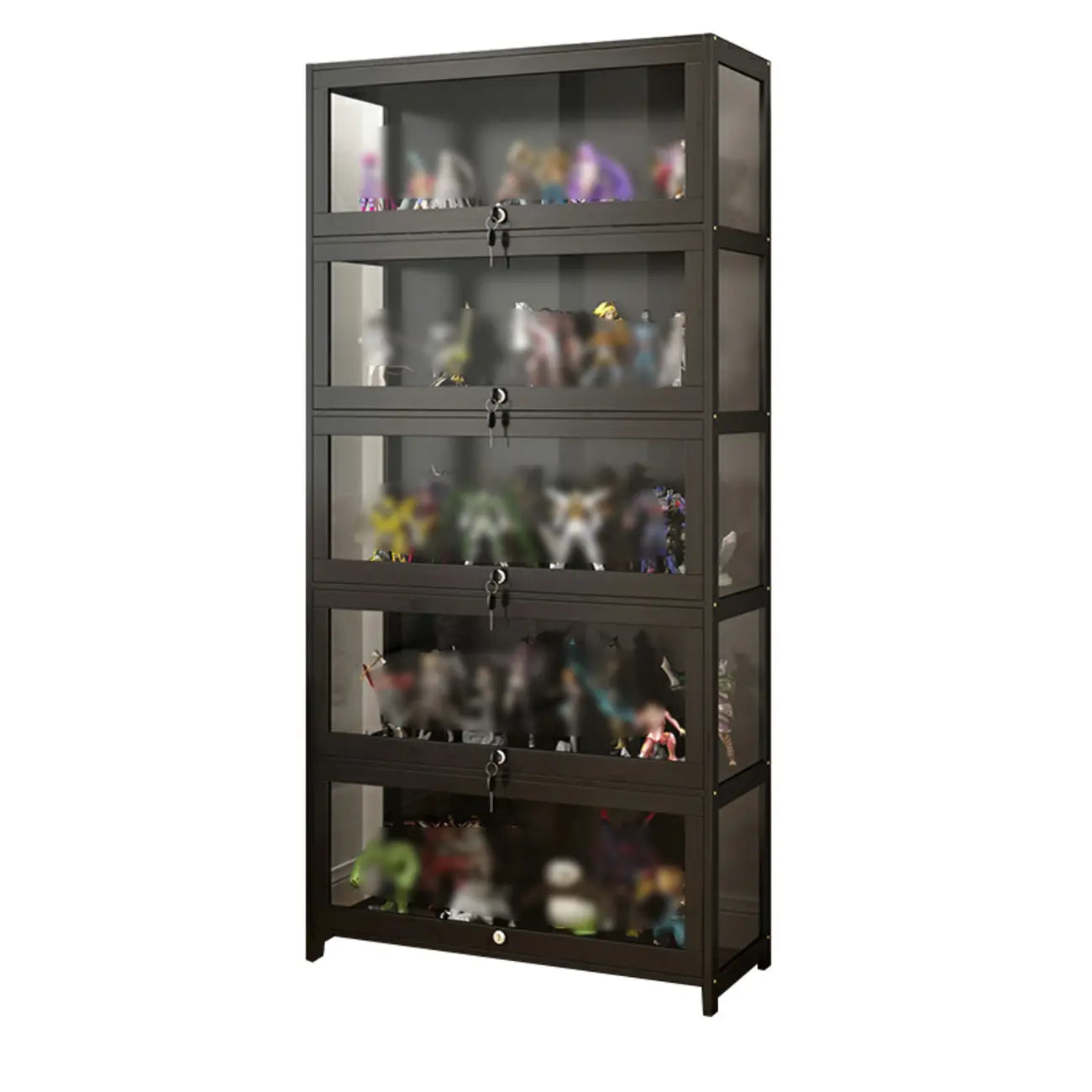 Vitrine moderne en verre noir pour figurines, idéale pour le salon