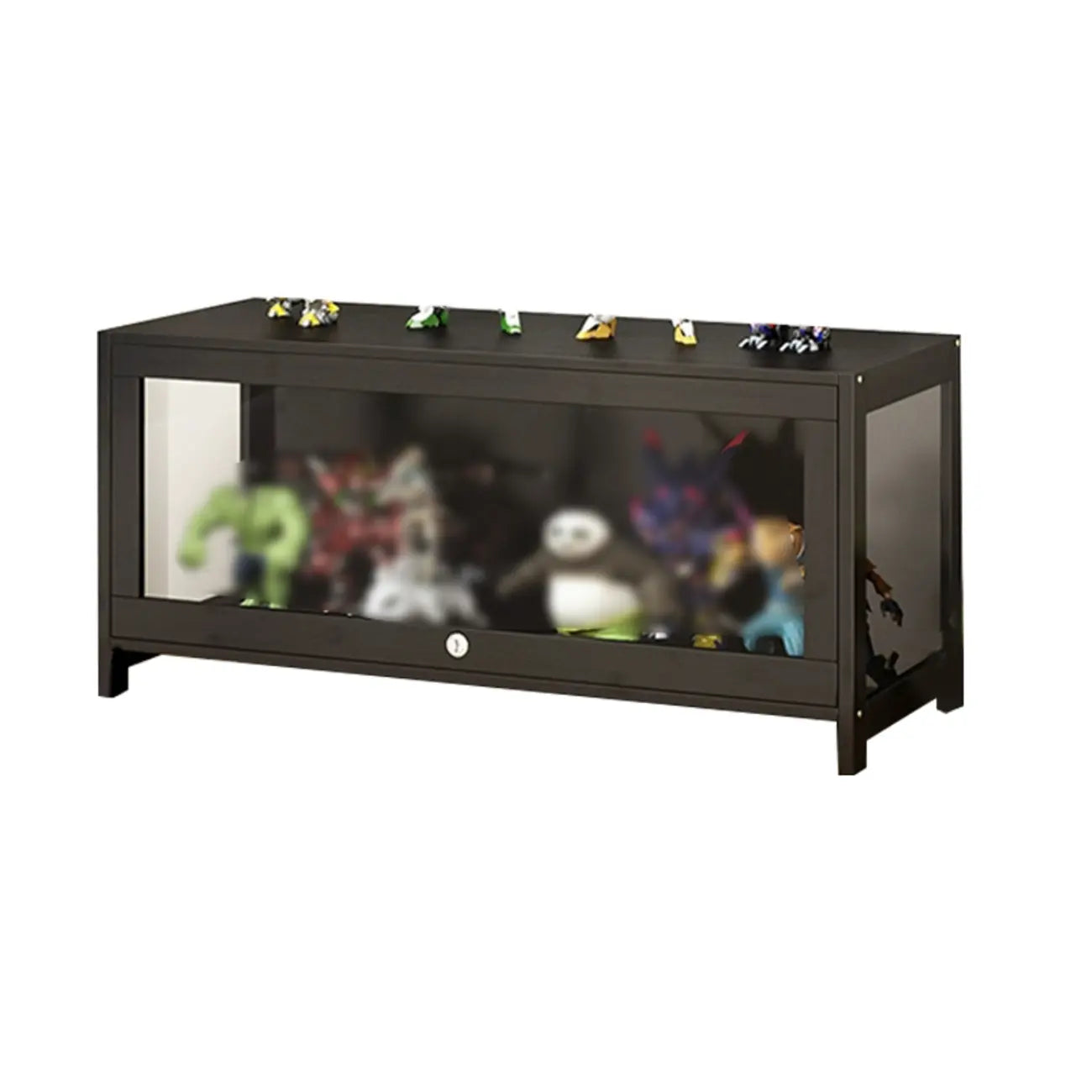 Vitrine moderne en verre noir pour figurines, idéale pour le salon
