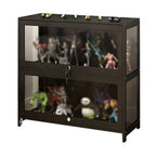 Vitrine moderne en verre noir pour figurines, idéale pour le salon
