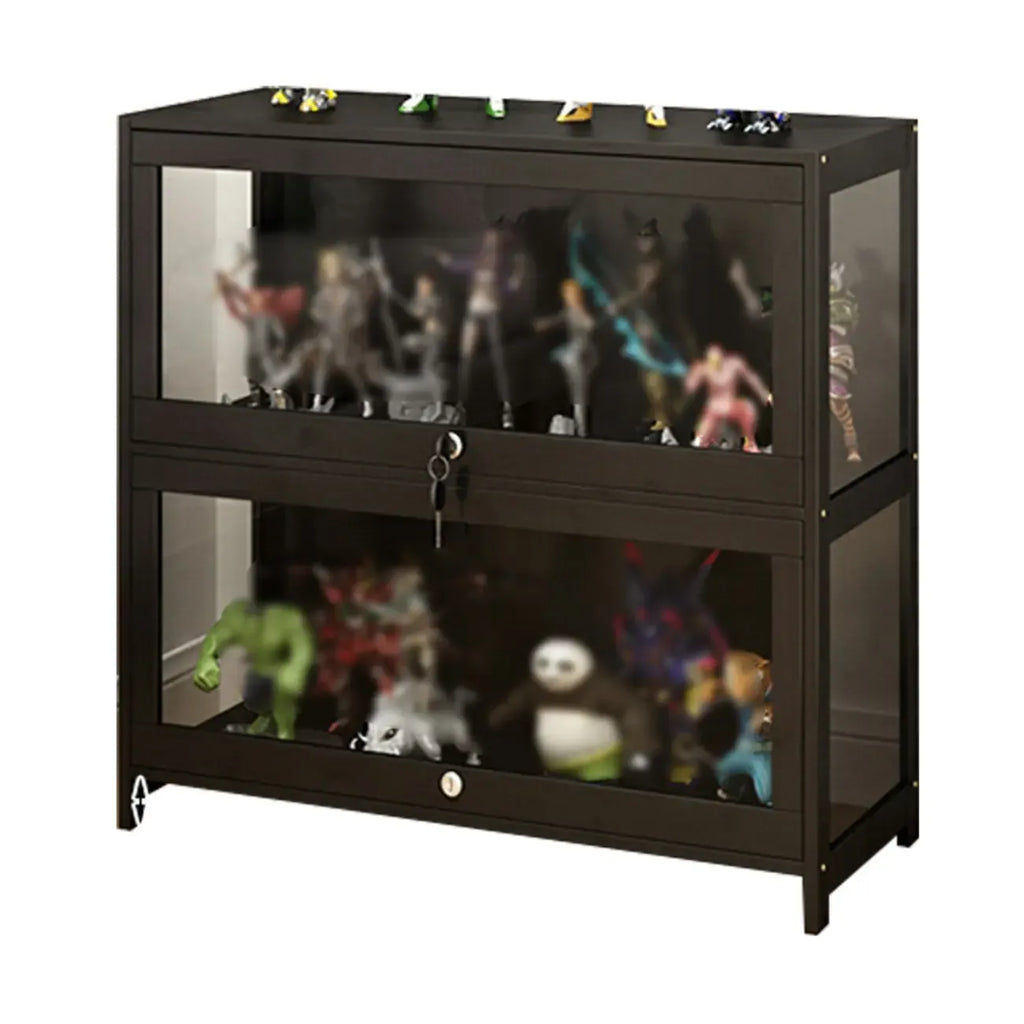 Vitrine moderne en verre noir pour figurines, idéale pour le salon