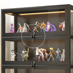 Vitrine moderne en verre noir pour figurines, idéale pour le salon