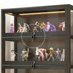 Vitrine moderne en verre noir pour figurines, idéale pour le salon