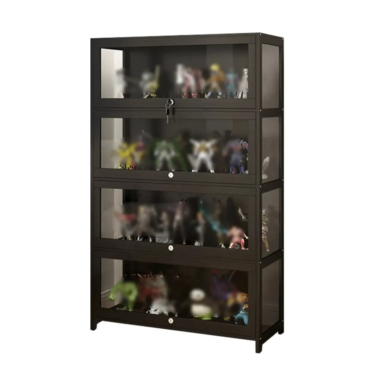 Vitrine moderne en verre noir pour figurines, idéale pour le salon