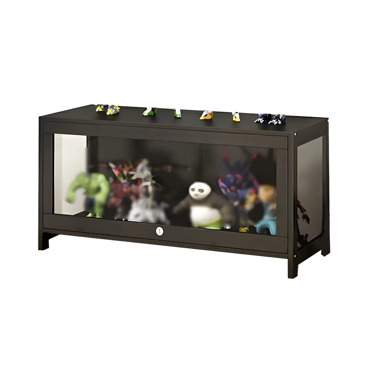 Vitrine moderne en verre noir pour figurines, idéale pour le salon