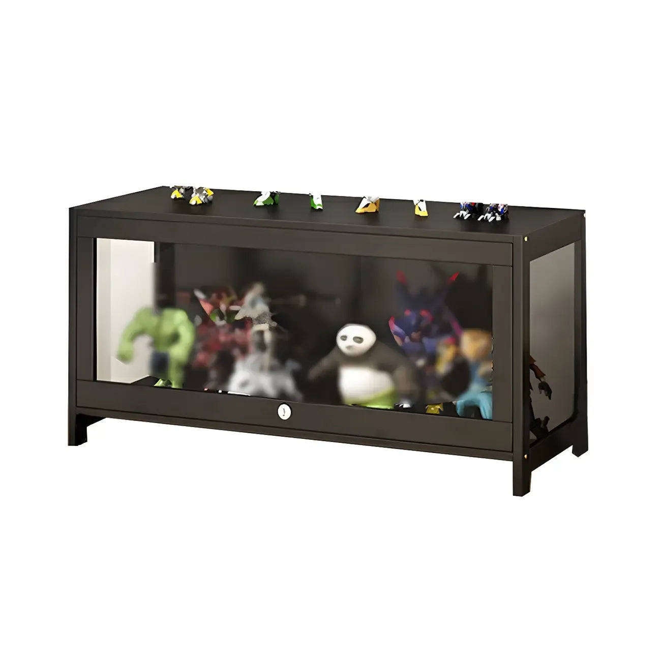Vitrine moderne en verre noir pour figurines, idéale pour le salon
