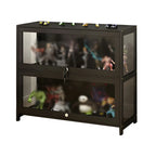Vitrine moderne en verre noir pour figurines, idéale pour le salon