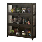 Vitrine moderne en verre noir pour figurines, idéale pour le salon