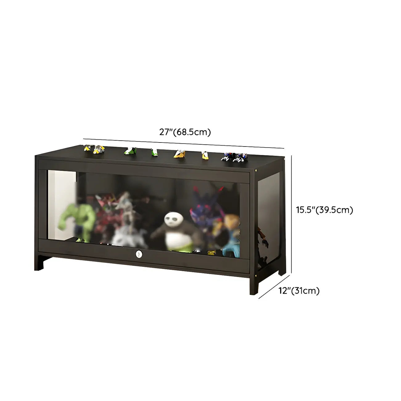Vitrine moderne en verre noir pour figurines, idéale pour le salon