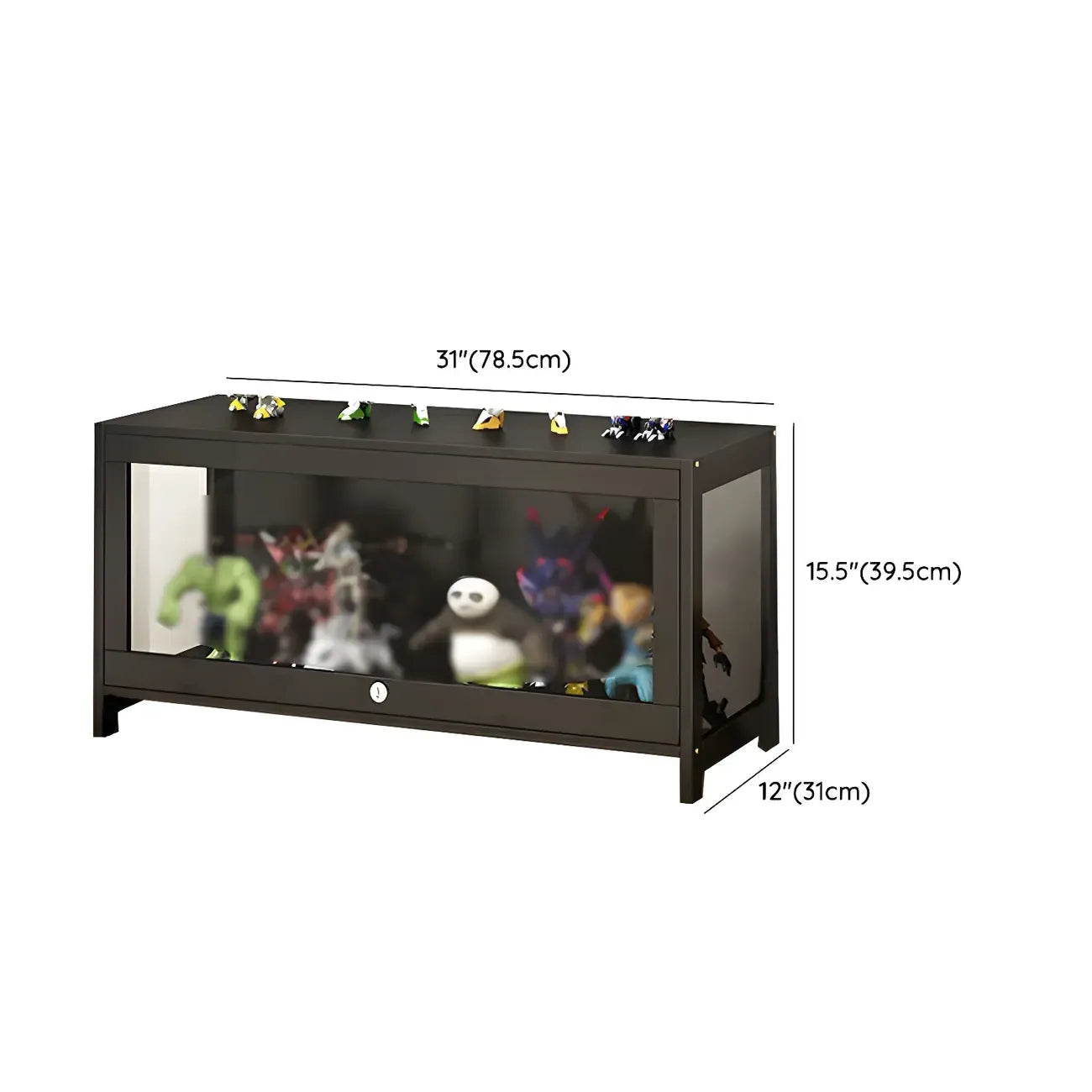 Vitrine moderne en verre noir pour figurines, idéale pour le salon