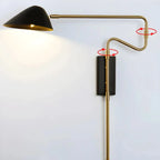 Applique murale à bras articulé en métal noir pour chambre à coucher