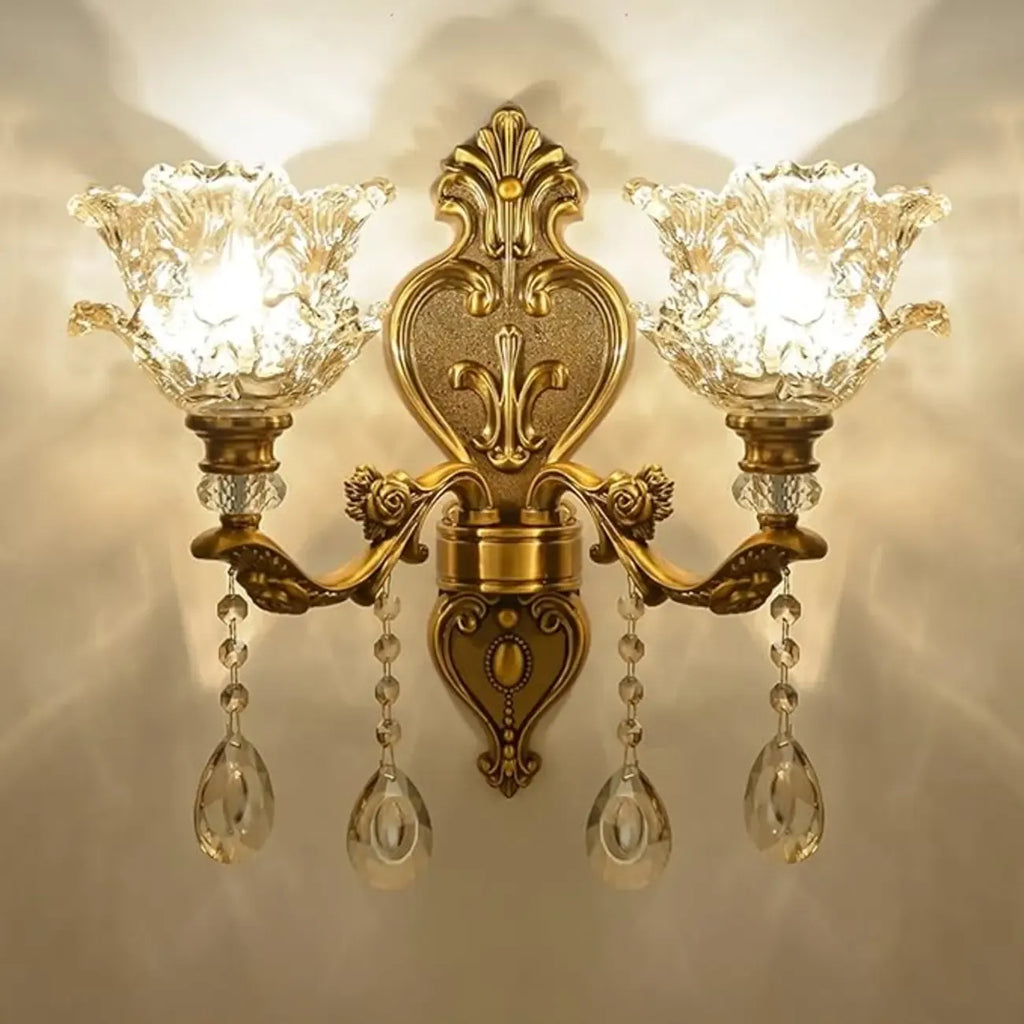 Applique da parete geometrica in ottone anticato per interni