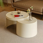 Table basse gigogne ronde extensible en acrylique avec plateau