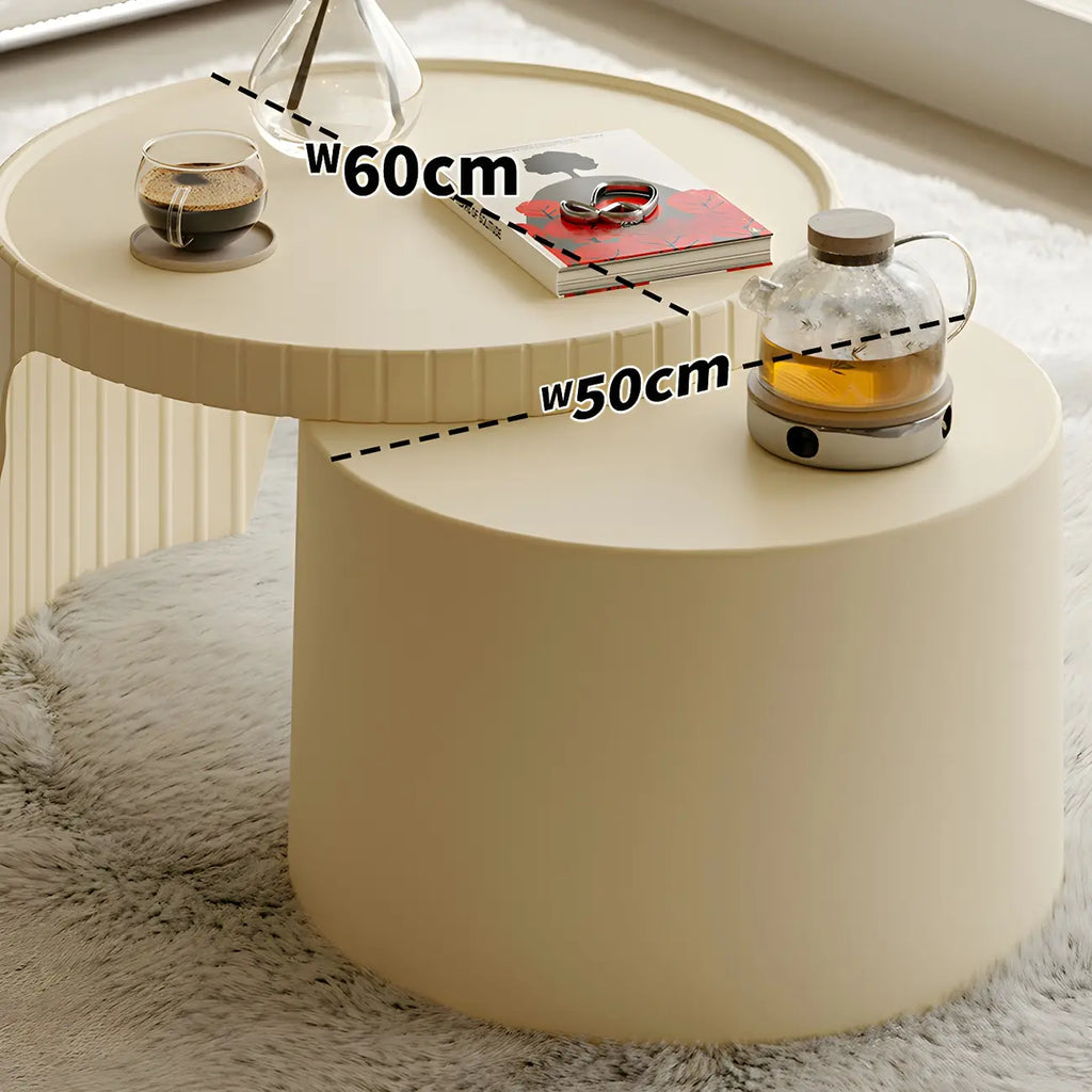 Table basse gigogne ronde extensible en acrylique avec plateau