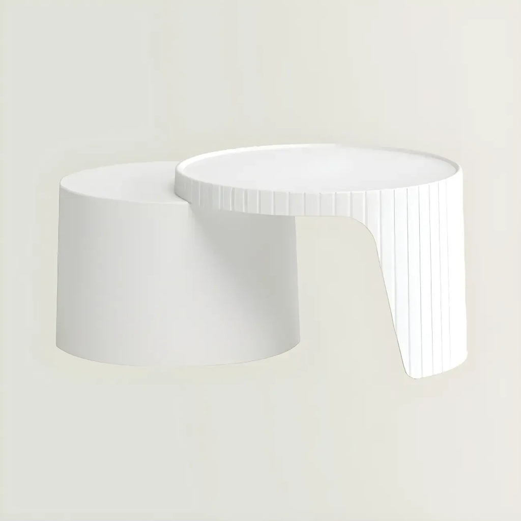 Table basse gigogne ronde extensible en acrylique avec plateau