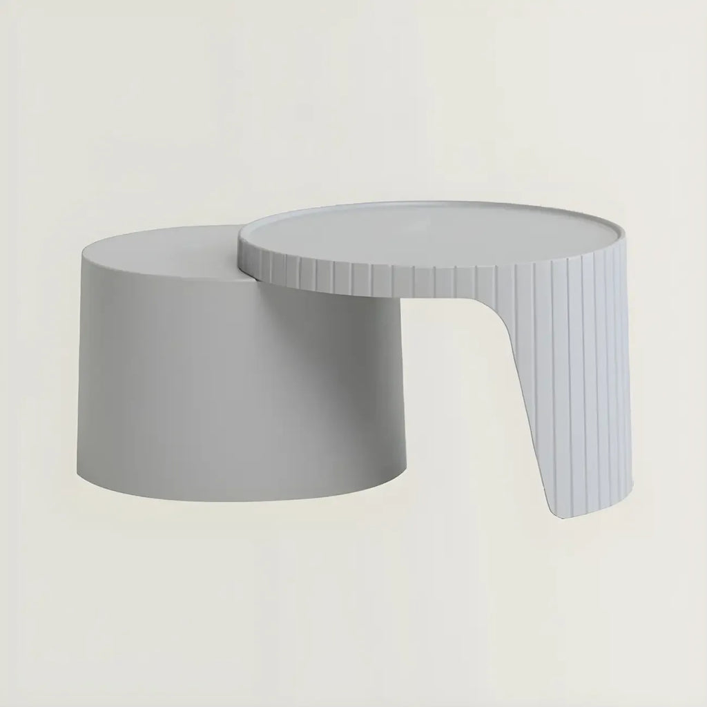 Table basse gigogne ronde extensible en acrylique avec plateau
