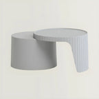 Table basse gigogne ronde extensible en acrylique avec plateau
