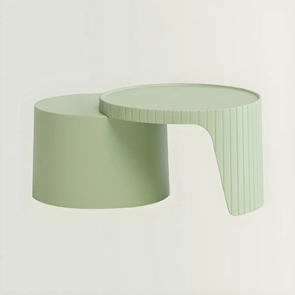 Table basse gigogne ronde extensible en acrylique avec plateau