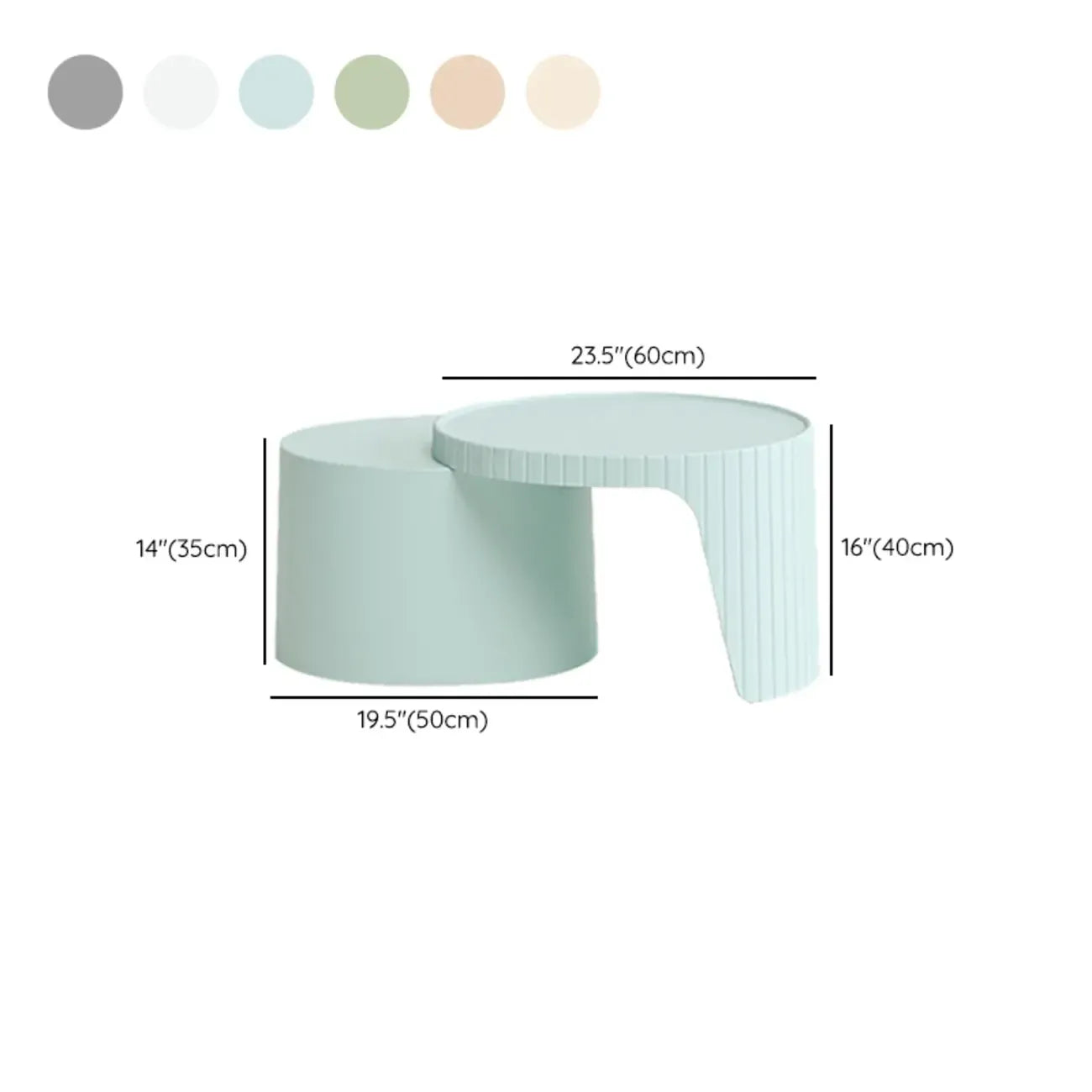 Table basse gigogne ronde extensible en acrylique avec plateau