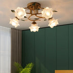 Plafonnier semi-encastré à LED cristal 5/9 lumières pour intérieur