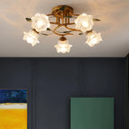 Plafonnier semi-encastré à LED cristal 5/9 lumières pour intérieur