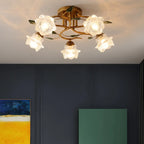 Plafonnier semi-encastré à LED cristal 5/9 lumières pour intérieur