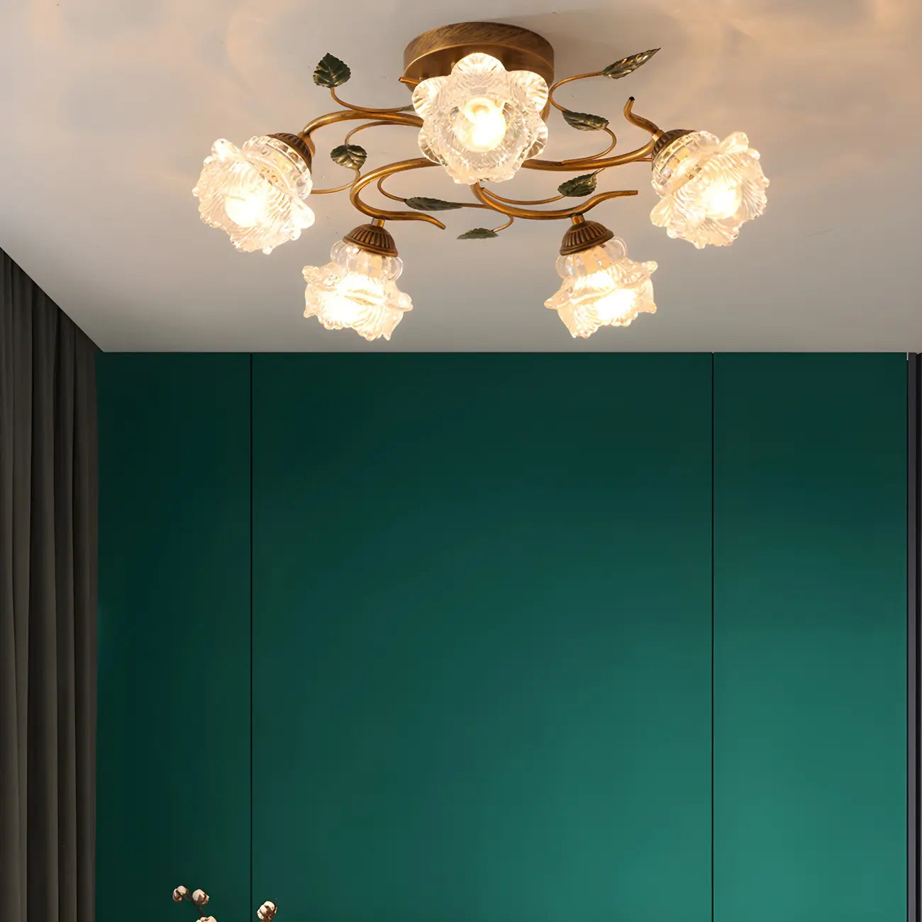 Plafonnier semi-encastré à LED cristal 5/9 lumières pour intérieur