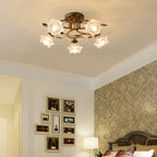 Plafonnier semi-encastré à LED cristal 5/9 lumières pour intérieur