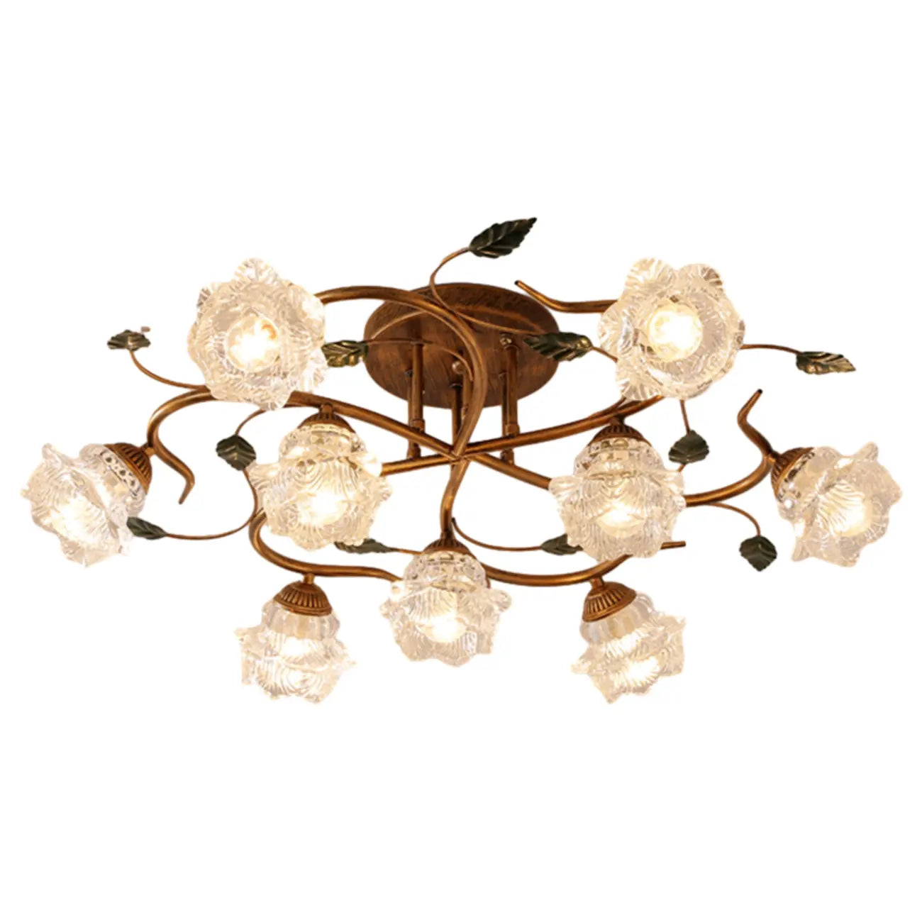 Plafonnier semi-encastré à LED cristal 5/9 lumières pour intérieur
