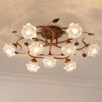 Plafonnier semi-encastré à LED cristal 5/9 lumières pour intérieur