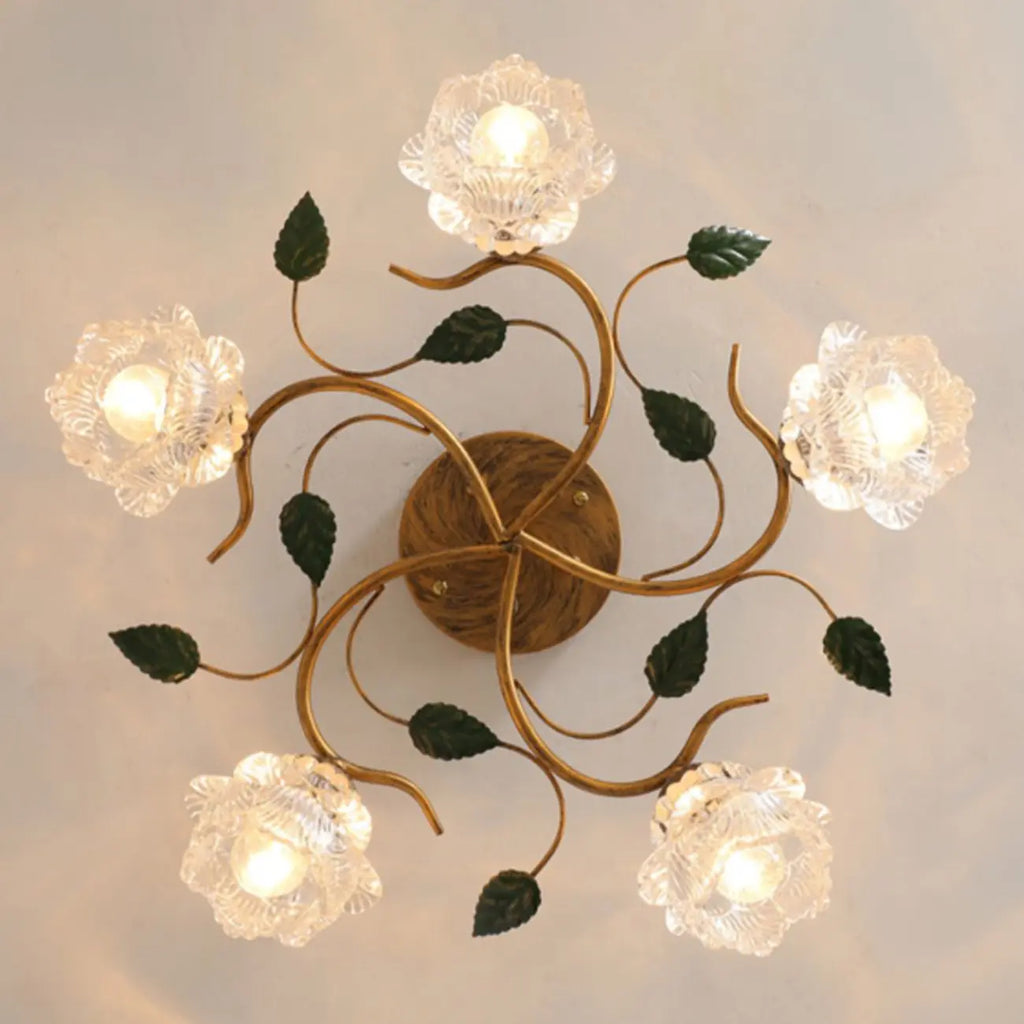 Plafonnier semi-encastré à LED cristal 5/9 lumières pour intérieur