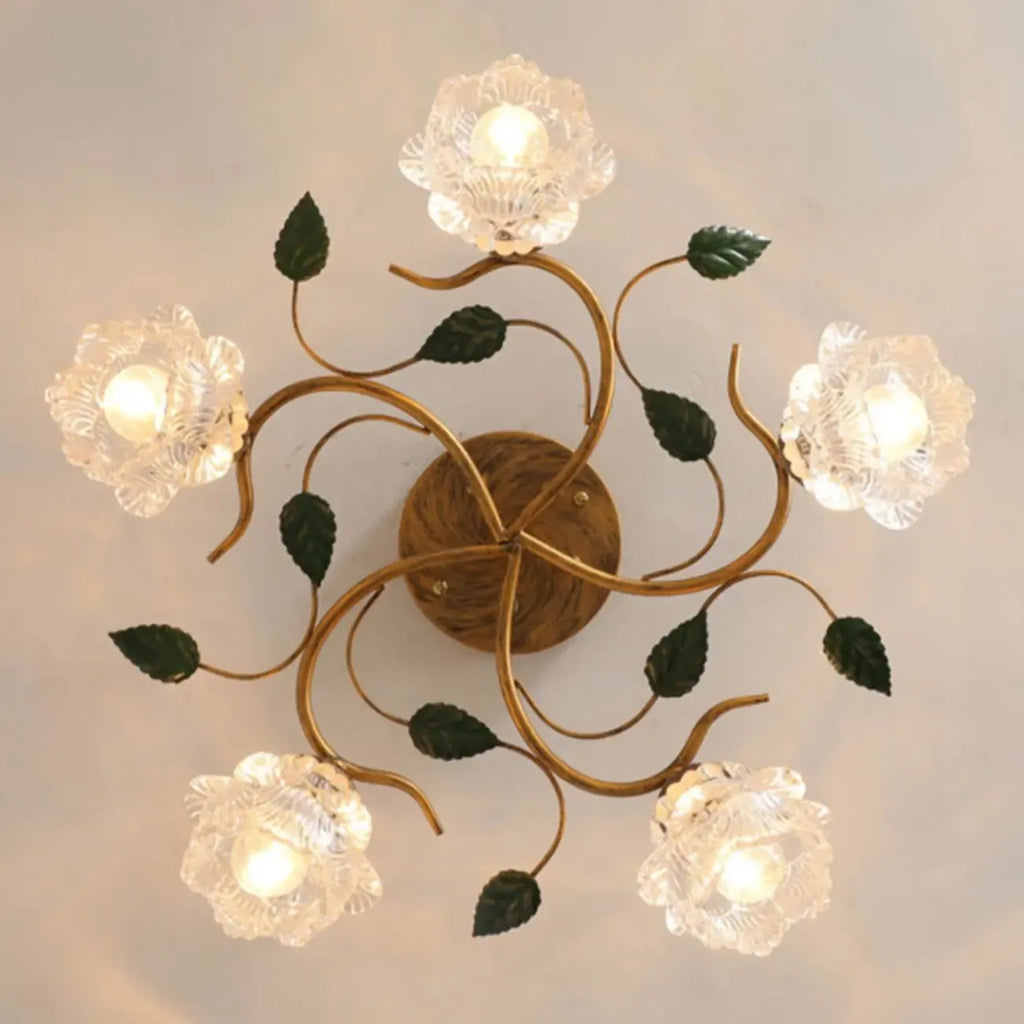Plafonnier semi-encastré à LED cristal 5/9 lumières pour intérieur