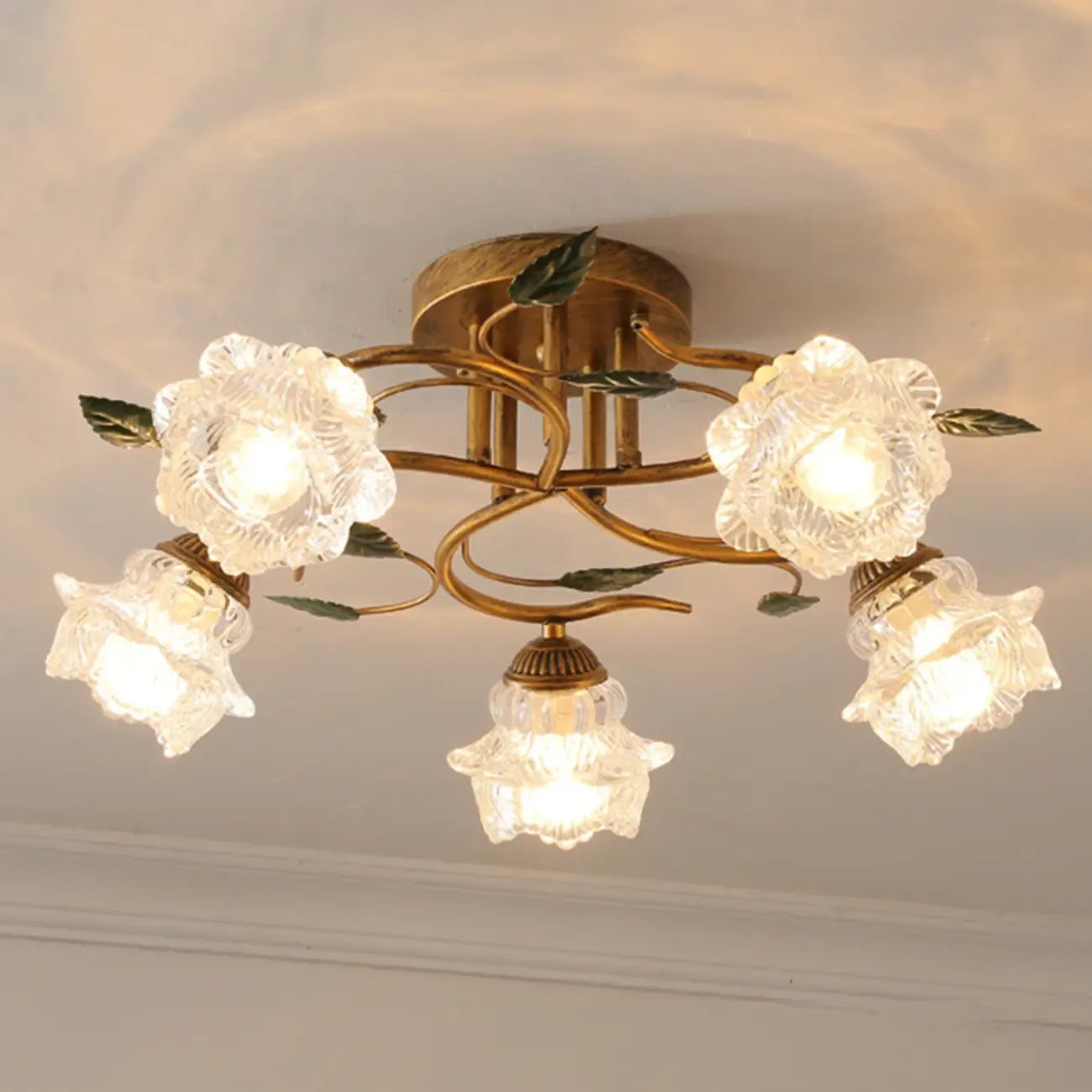 Plafonnier semi-encastré à LED cristal 5/9 lumières pour intérieur