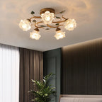 Plafonnier semi-encastré à LED cristal 5/9 lumières pour intérieur