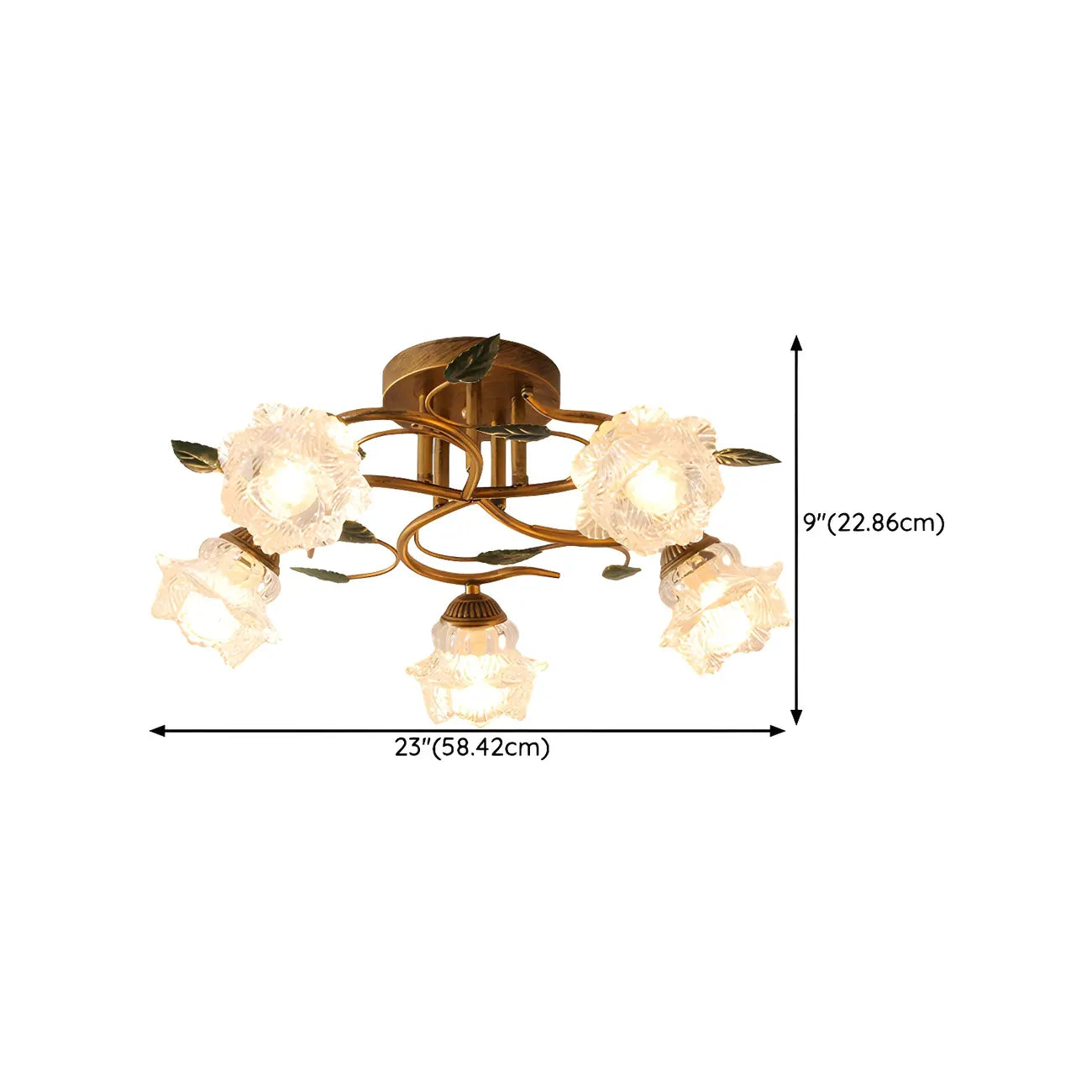 Plafonnier semi-encastré à LED cristal 5/9 lumières pour intérieur