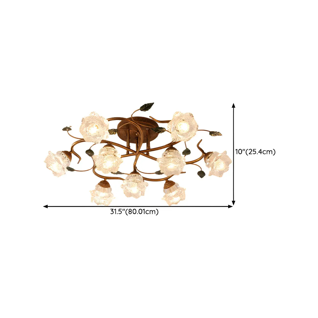 Plafonnier semi-encastré à LED cristal 5/9 lumières pour intérieur