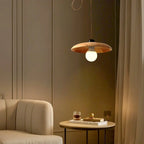 Suspension ronde moderne et flexible en bois massif et métal