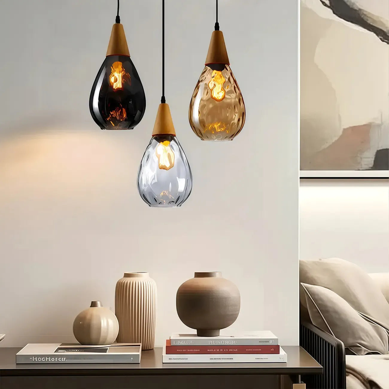 Suspension en verre couleur dune pour la décoration intérieure