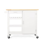 Desserte de cuisine roulante, chariot de rangement de cuisine avec plateau en bois, chariot de rangement domestique moderne avec porte, 3 étagères, tiroir