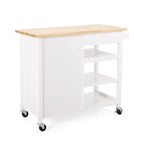 Desserte de cuisine roulante, chariot de rangement de cuisine avec plateau en bois, chariot de rangement domestique moderne avec porte, 3 étagères, tiroir