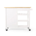 Desserte de cuisine roulante, chariot de rangement de cuisine avec plateau en bois, chariot de rangement domestique moderne avec porte, 3 étagères, tiroir