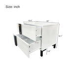 Ensemble de lit plateforme queen moderne Roomfitters 3 pièces, finition brillante, cadre lumineux, 2 tables de chevet, blanc