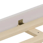 Lit Roomfitters en bois, format double/queen, tête de lit incurvée éclairée, cadre rembourré, sans sommier, gris crème