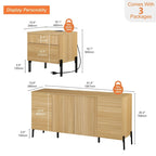 Ensemble de meubles de chambre modernes 3 pièces WAMPAT, comprenant un buffet, un ensemble de 2 tables de chevet,