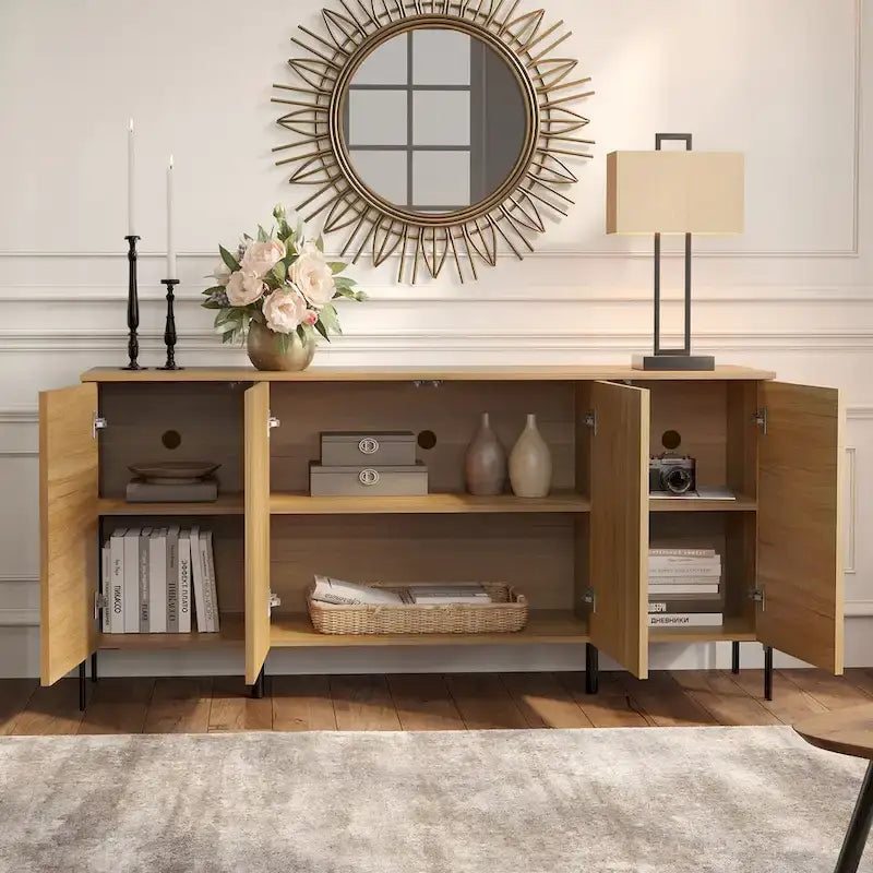 Ensemble de meubles de chambre modernes 3 pièces WAMPAT, comprenant un buffet, un ensemble de 2 tables de chevet,