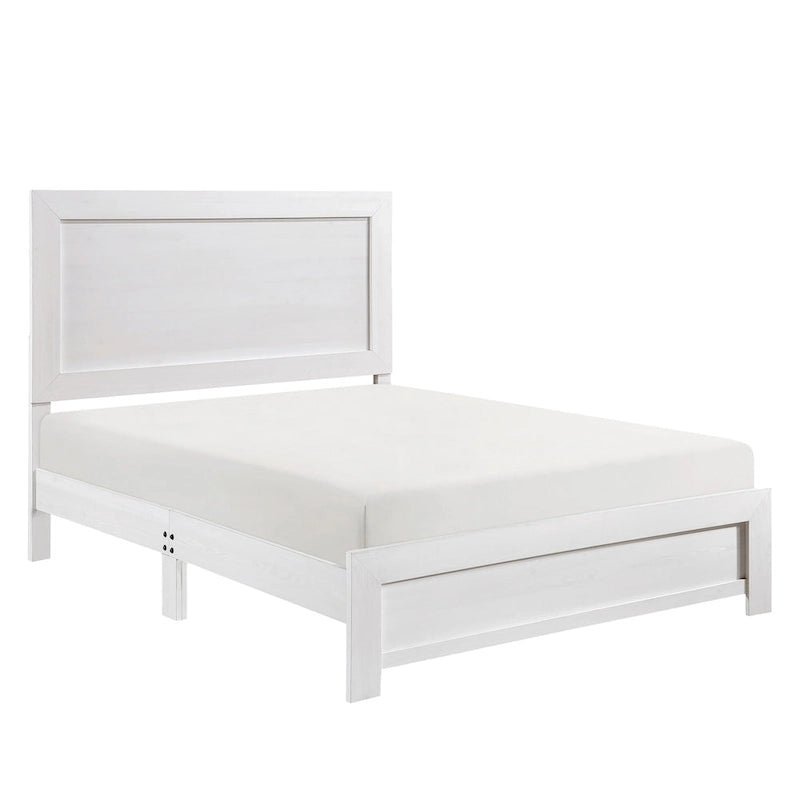 Ensemble de chambre à coucher Ko trois pièces pour lit double, détails de panneaux, poignées en métal noir, blanc