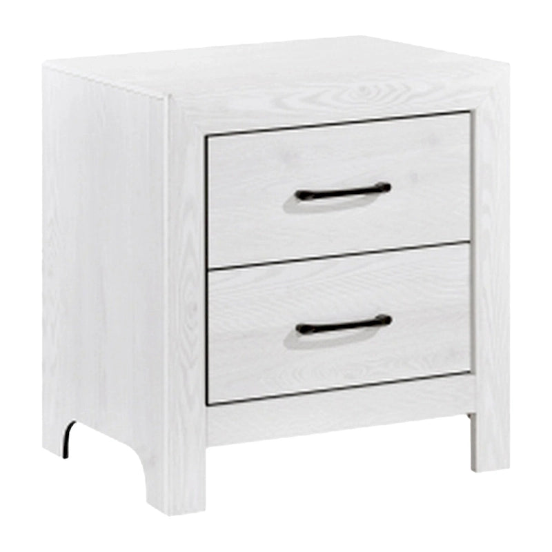Ensemble de chambre à coucher Ko trois pièces pour lit double, détails de panneaux, poignées en métal noir, blanc