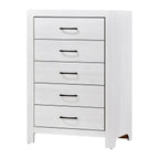 Ensemble de chambre à coucher Ko trois pièces pour lit double, détails de panneaux, poignées en métal noir, blanc