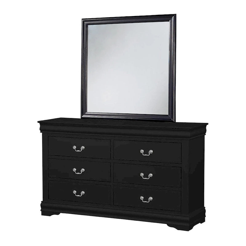 Ensemble de chambre à coucher Fy quatre pièces pour lit queen size, poignées en métal nickel antique, noir