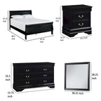 Ensemble de chambre à coucher Fy quatre pièces pour lit queen size, poignées en métal nickel antique, noir
